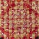 Vintage Handwoven Checkered Kilim Rug with Red and Beige Checkered Design and Colorful Wool Pom Pom