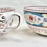 2 anciennes tasses + sous-tasses à thé porcelaine Sarreguemines Minton