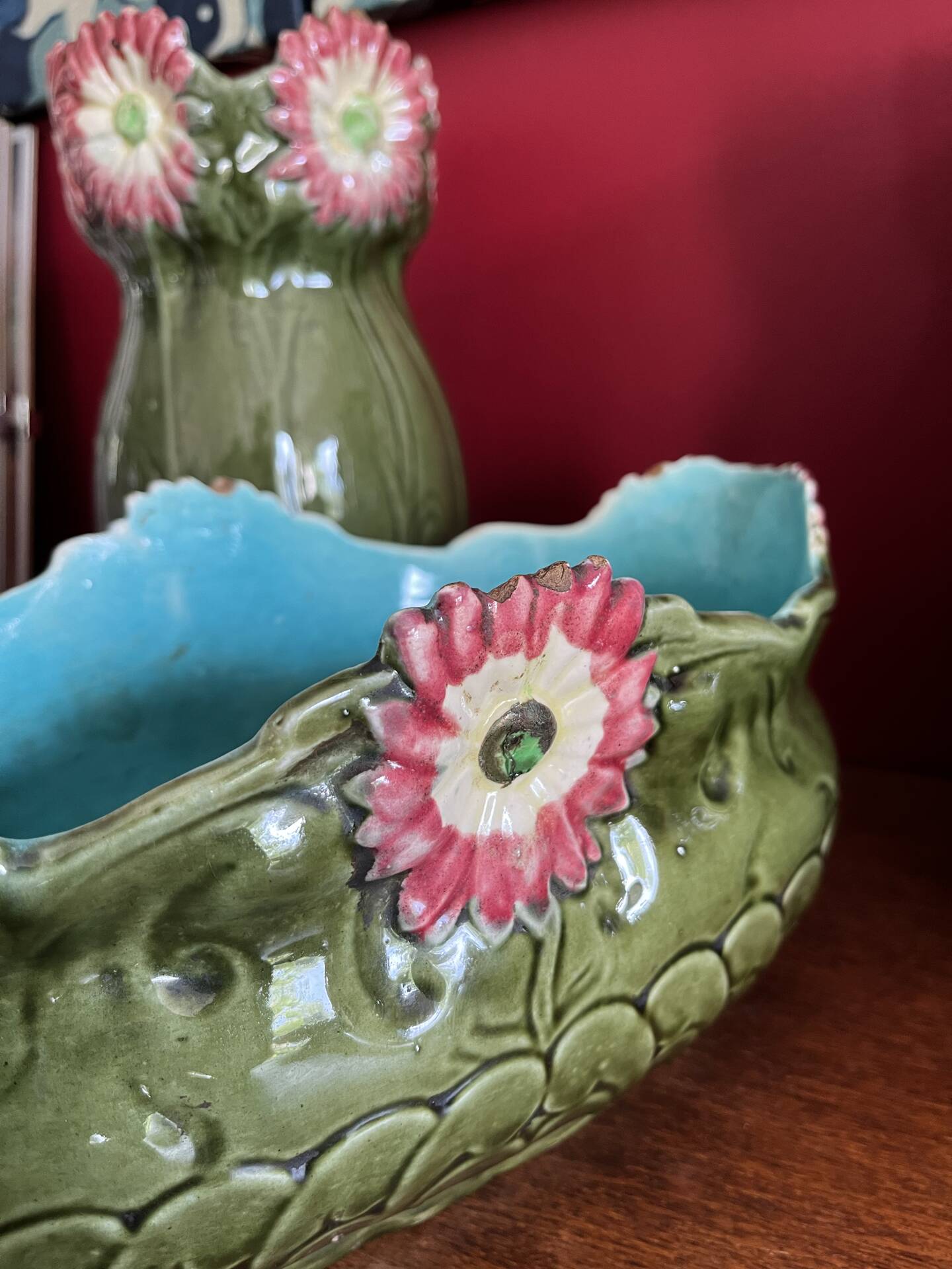Art Nouveau planter and vase