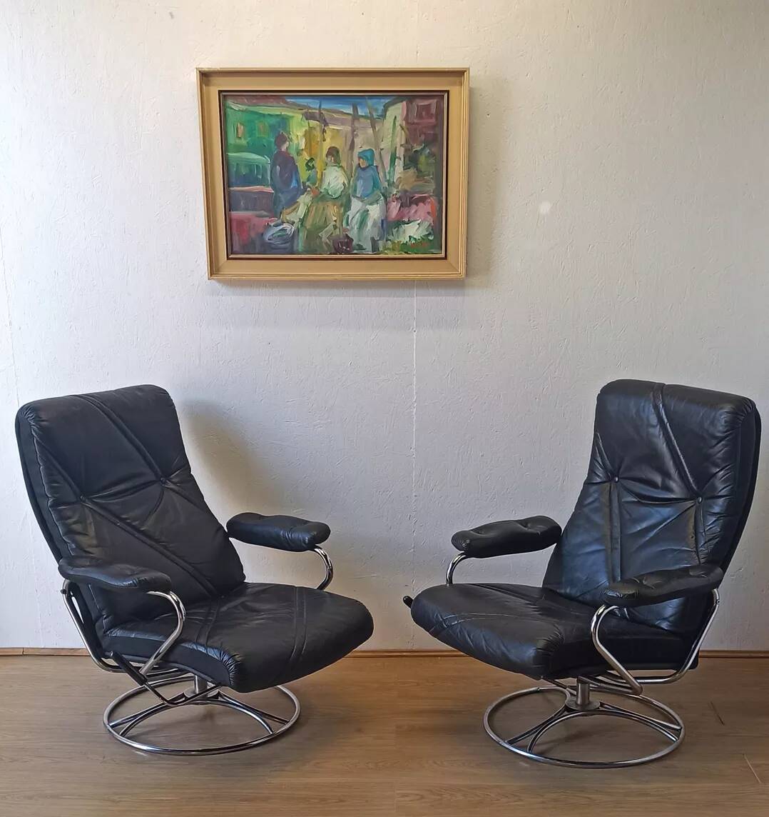 Scandinavian design leather armchair 70s