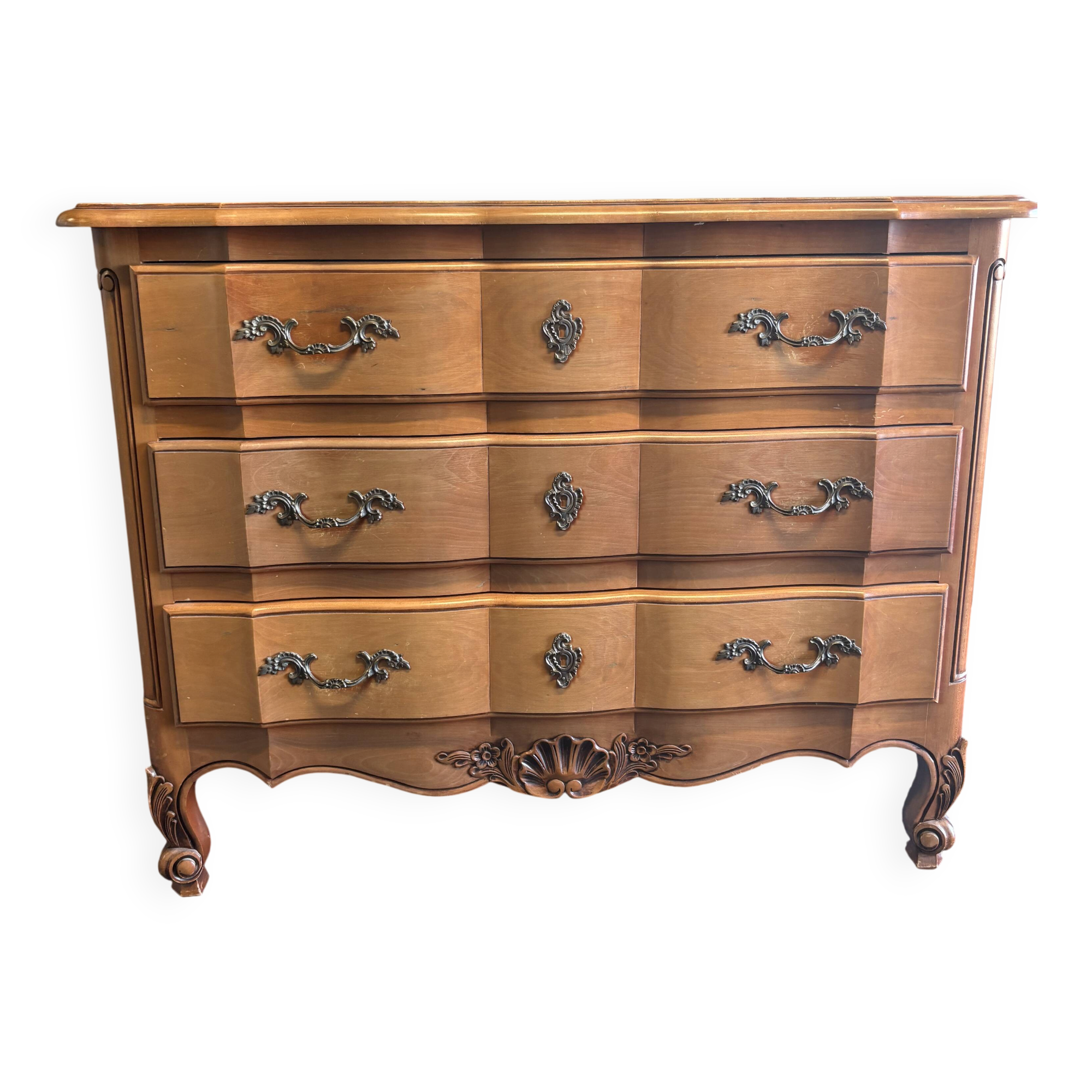 Curved 3-drawer commode in Louis XV style