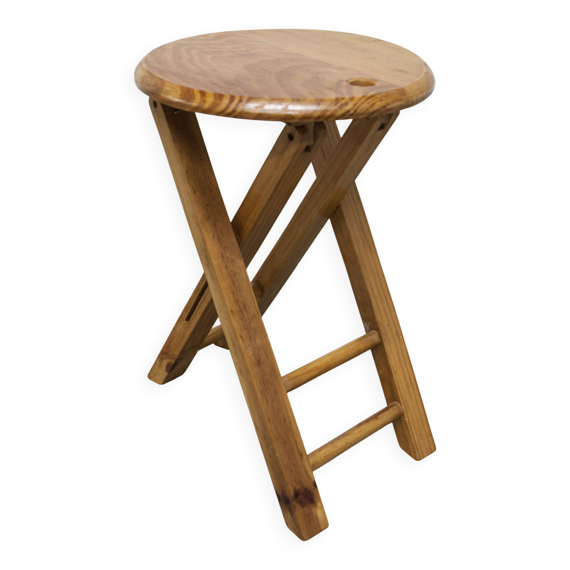 Folding stool by Roger Tallon in pine, 1960