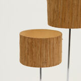 Double shade teak and chrome floor lamp, 60s.