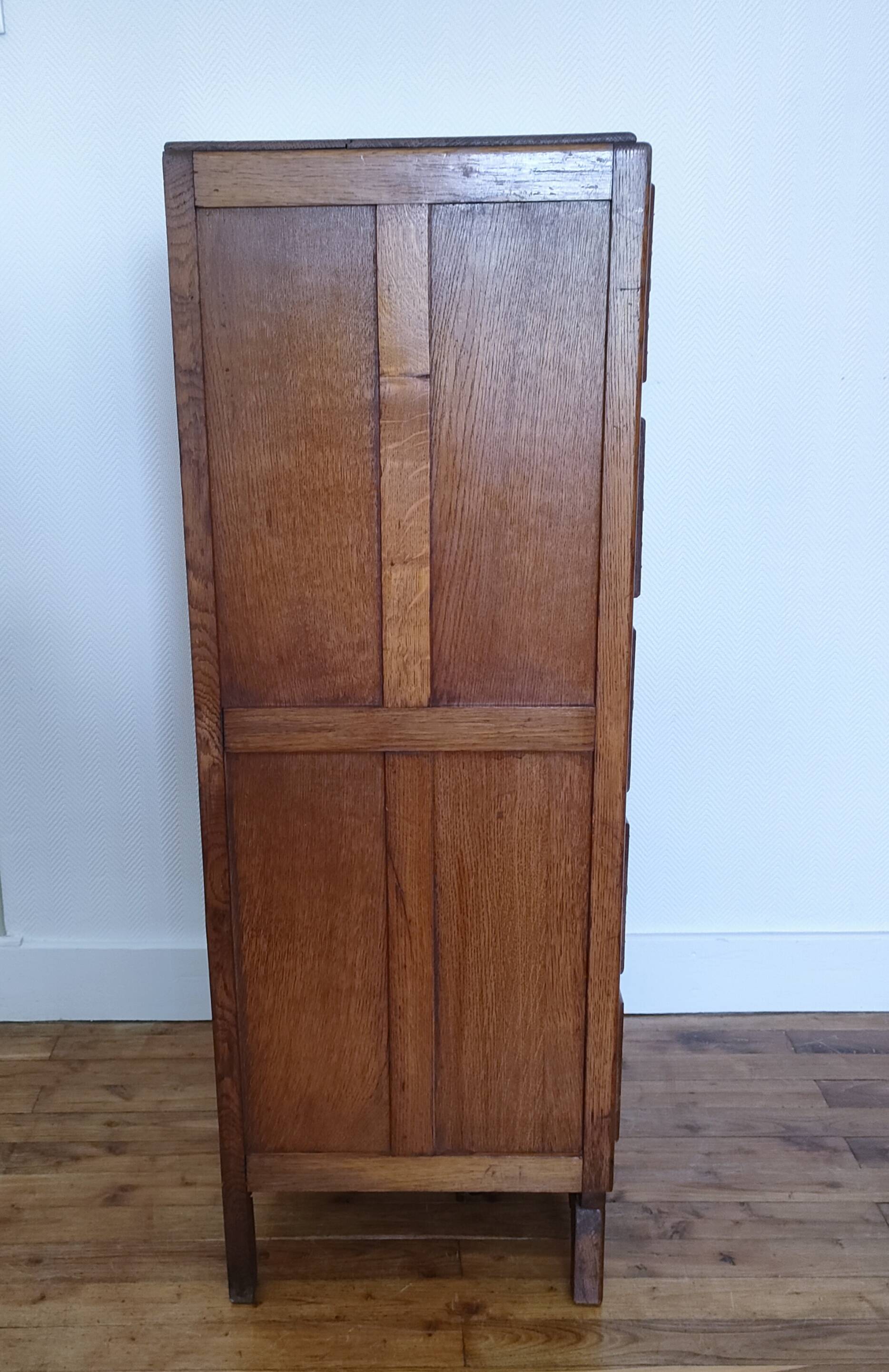 chest of drawers oak five drawers 1950s