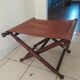 Vintage foldable leather and mahogany stool