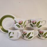 5 cups and ceramic saucers
