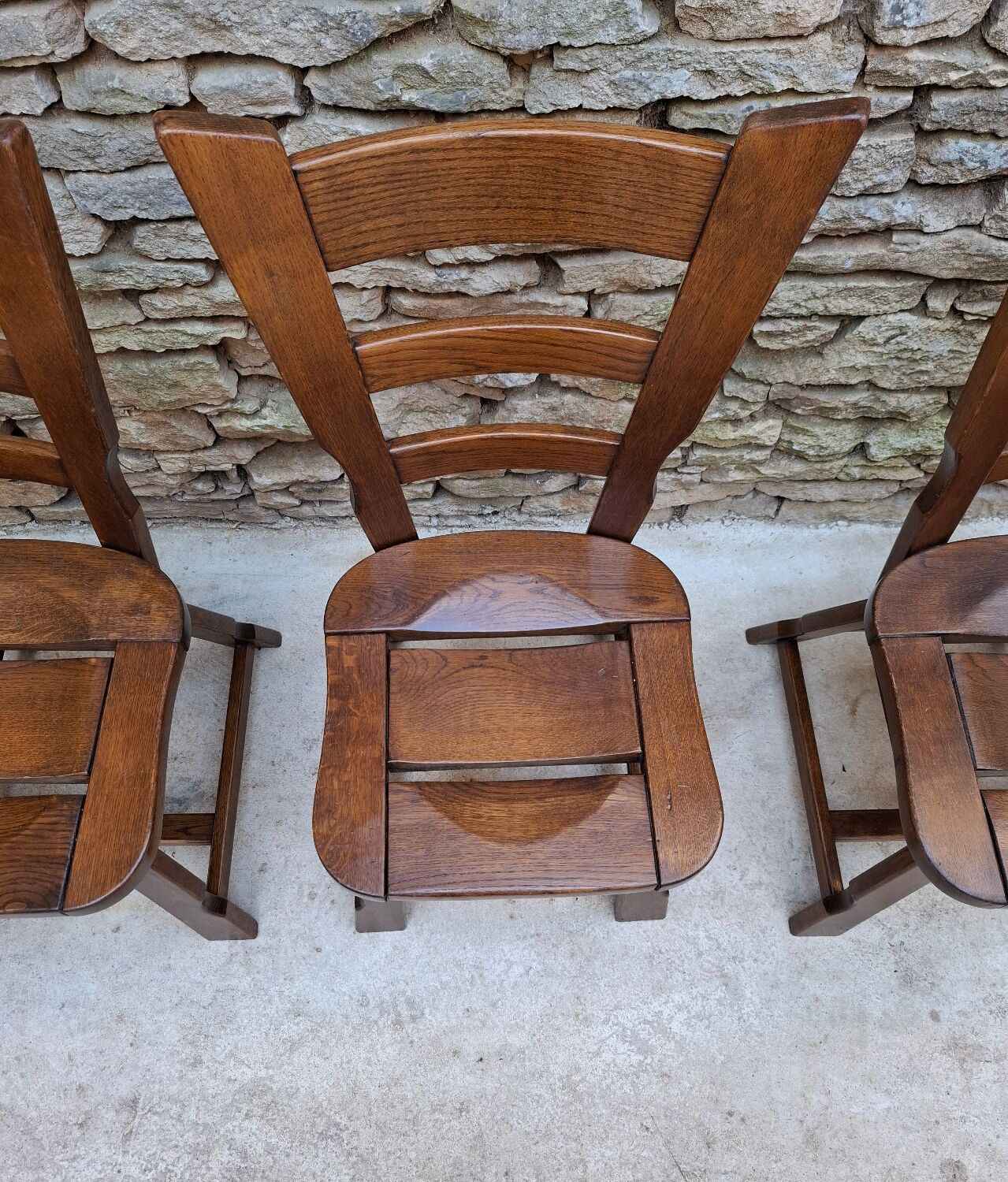 Brutalist oak chairs