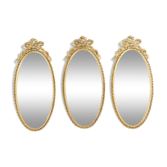 Set of 3 oval frames in gilded brass louis xvi style