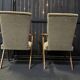 Pair of compass leg armchairs in velvet from the 1950s.