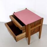 Walnut Nightstand attr. to Ico Parisi with a Pink Top and Black Drawers