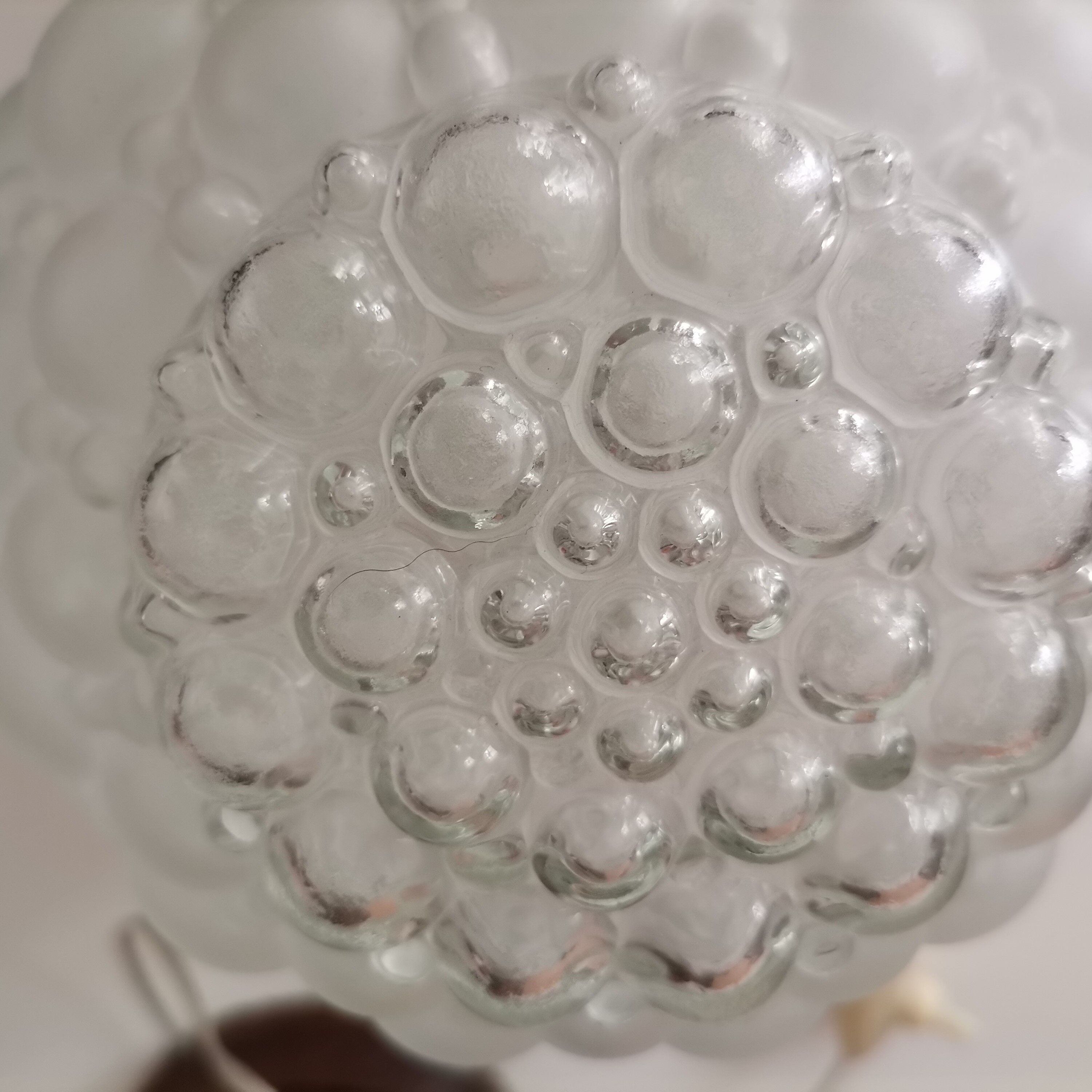 Mid century wooden and bubble glass table lamp 1970s