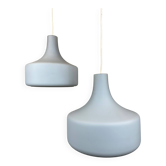 2x vintage opaline pendant lamps – pastel blue
