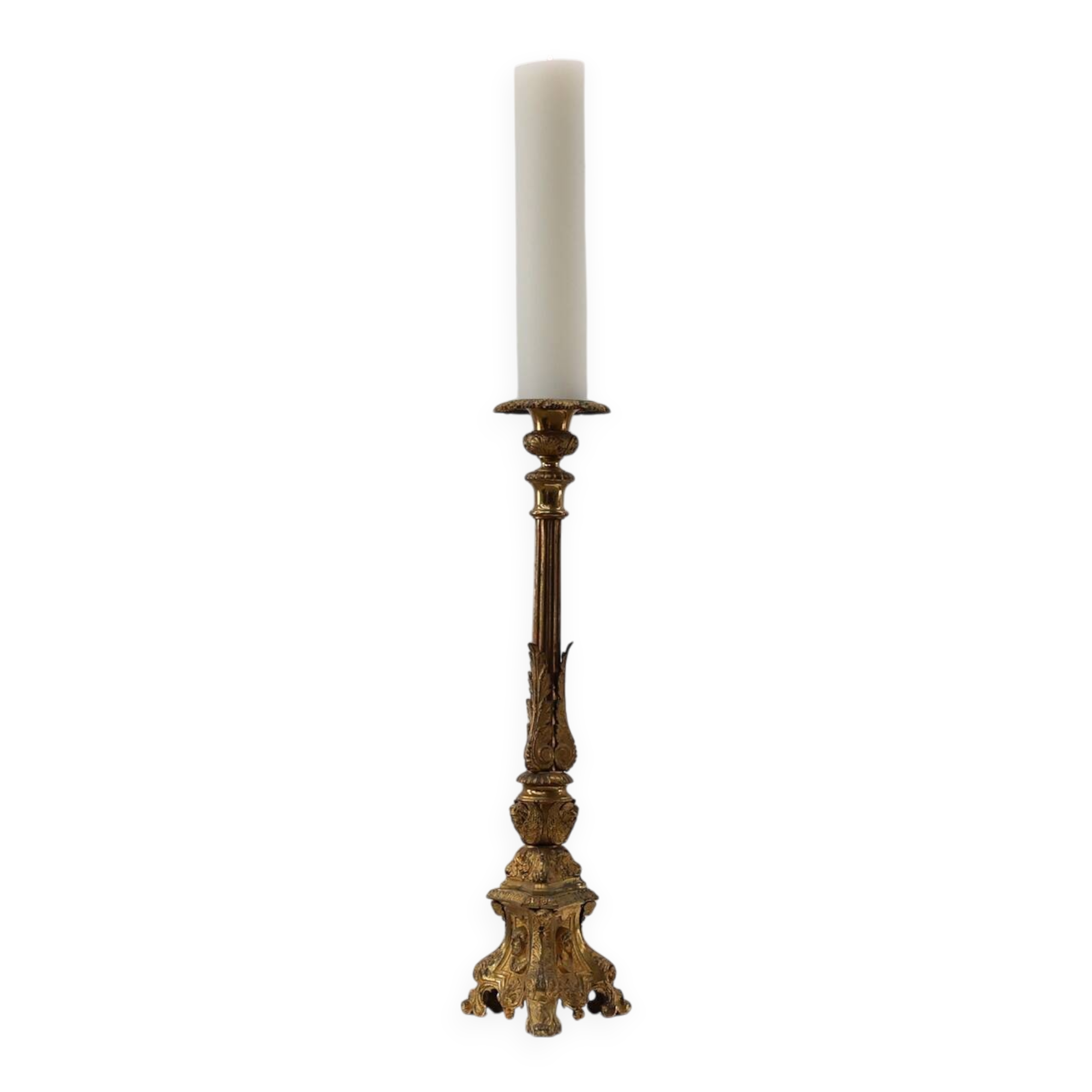Large 18th century bronze and copper church candle holder, France