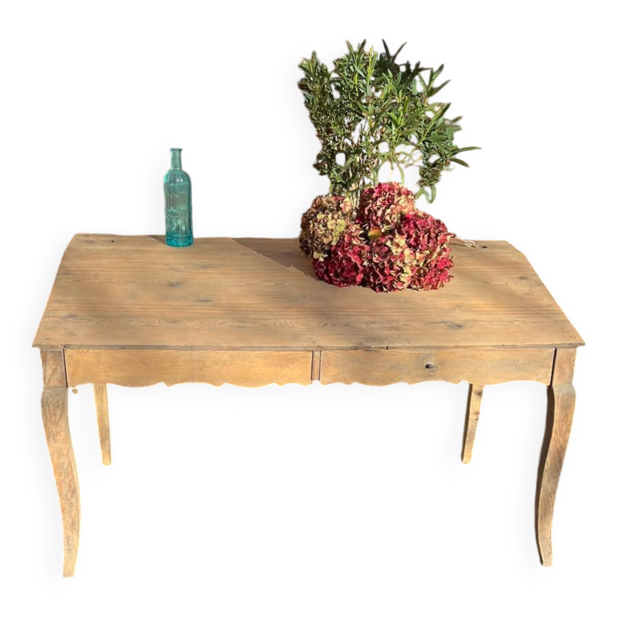 Writing desk, school desk, old large model with 2 drawers