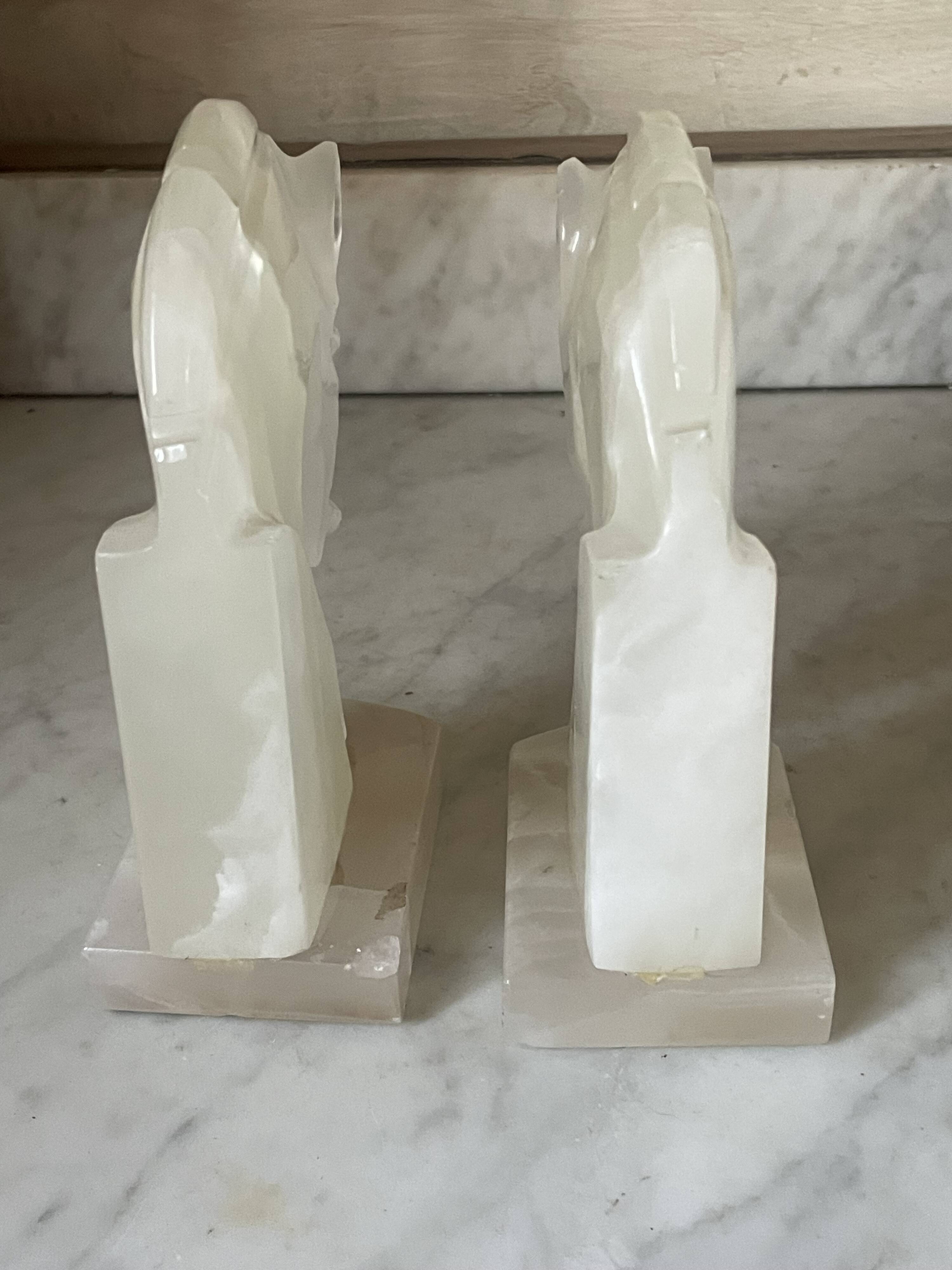 Pair of onyx horse head bookends