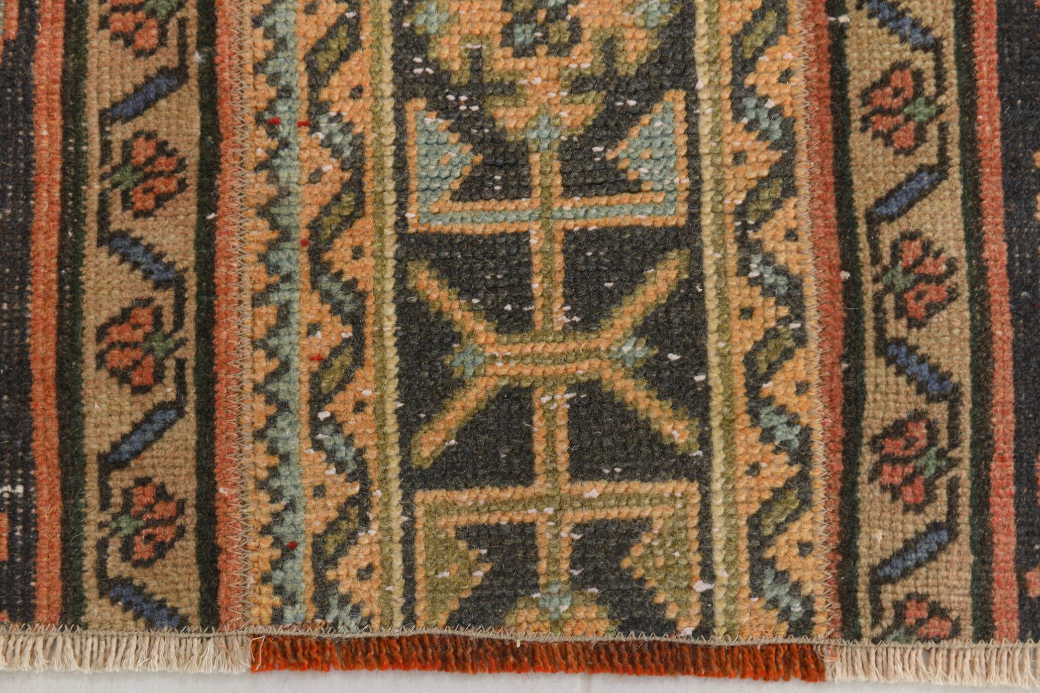 Salmon & Cream Turkish Vintage Runner Rug, 70x262Cm