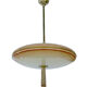 Vintage art deco pendant lamp, gradient glass, red beige, brass, 30 years
