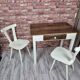 Upcycled Vintage Kitchen Dining Set Table and 2 Chairs - Cream and Walnut