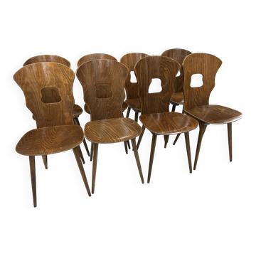 Set of 8 vintage Baumann bistro chairs from the 1970s.