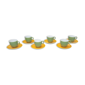 6 coffee cups and saucers, vintage 60s