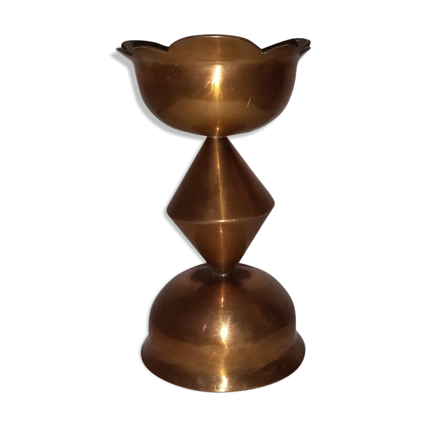 Candle holder pick copper candle brutalist folk art