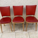 3 chairs in red Skaï
