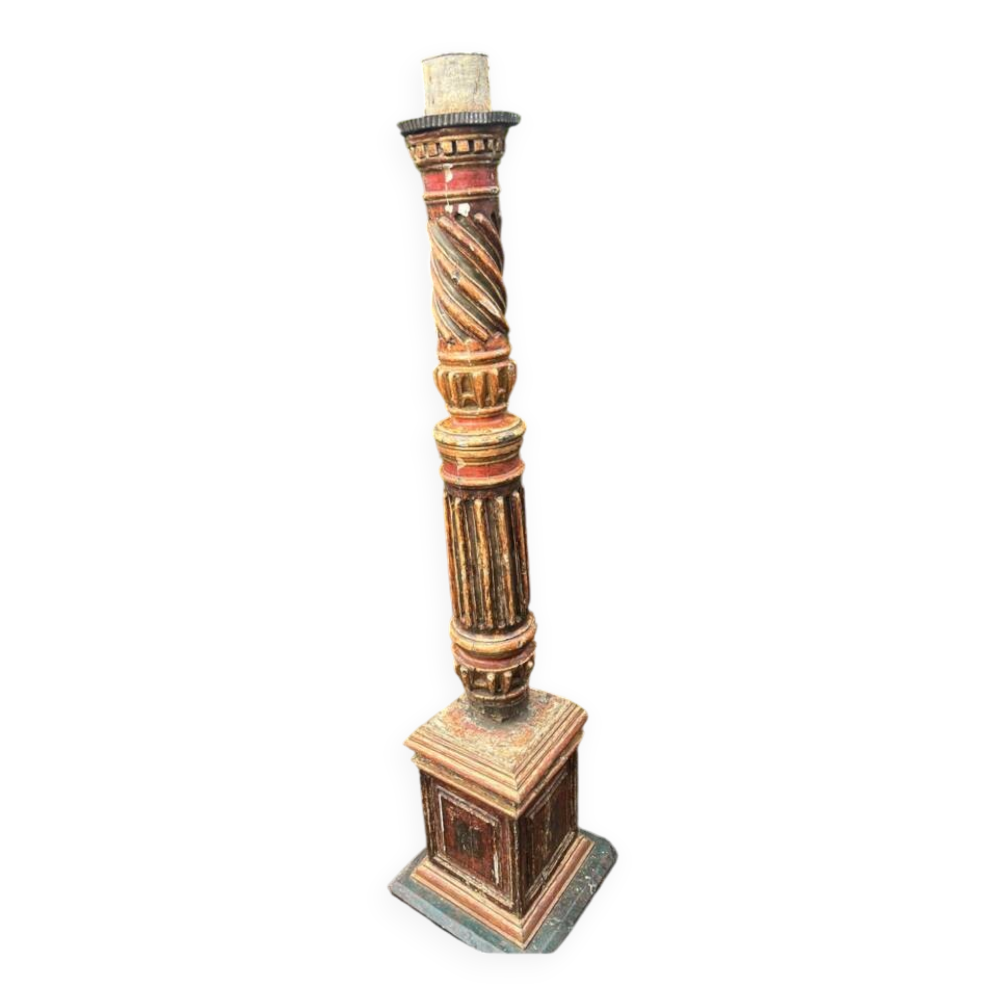 Large polychrome wooden column