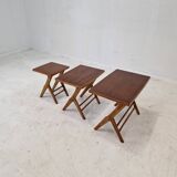 Set of 3 Wooden Nesting Tables, Holland 1960s