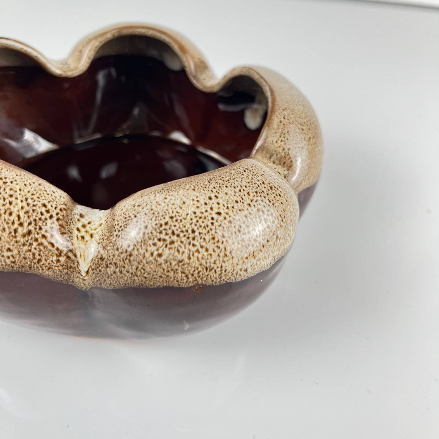 Vintage speckled glazed ceramic trinket dish – 1960/70