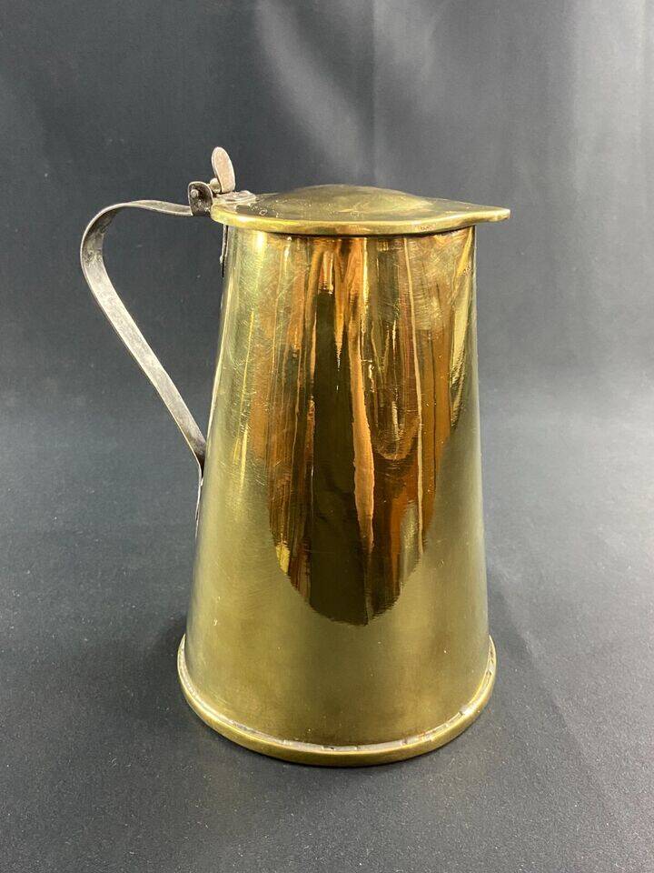 Jug covered pitcher coffee pot in brass late 18th century early 19th century