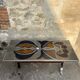 Vintage 1970s ceramic tile coffee table with chrome legs.