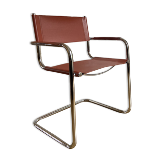 Cantilever cognac armchair