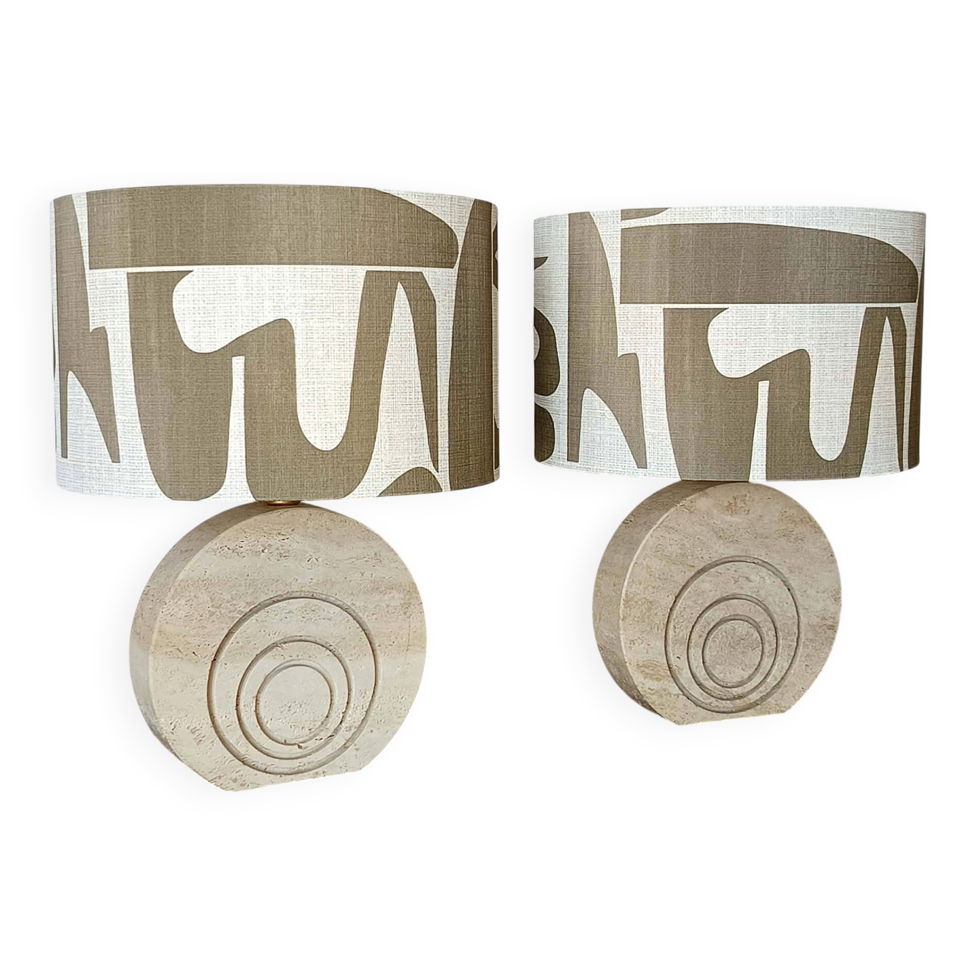 Pair of travertine lamps by Fratelli Mannelli