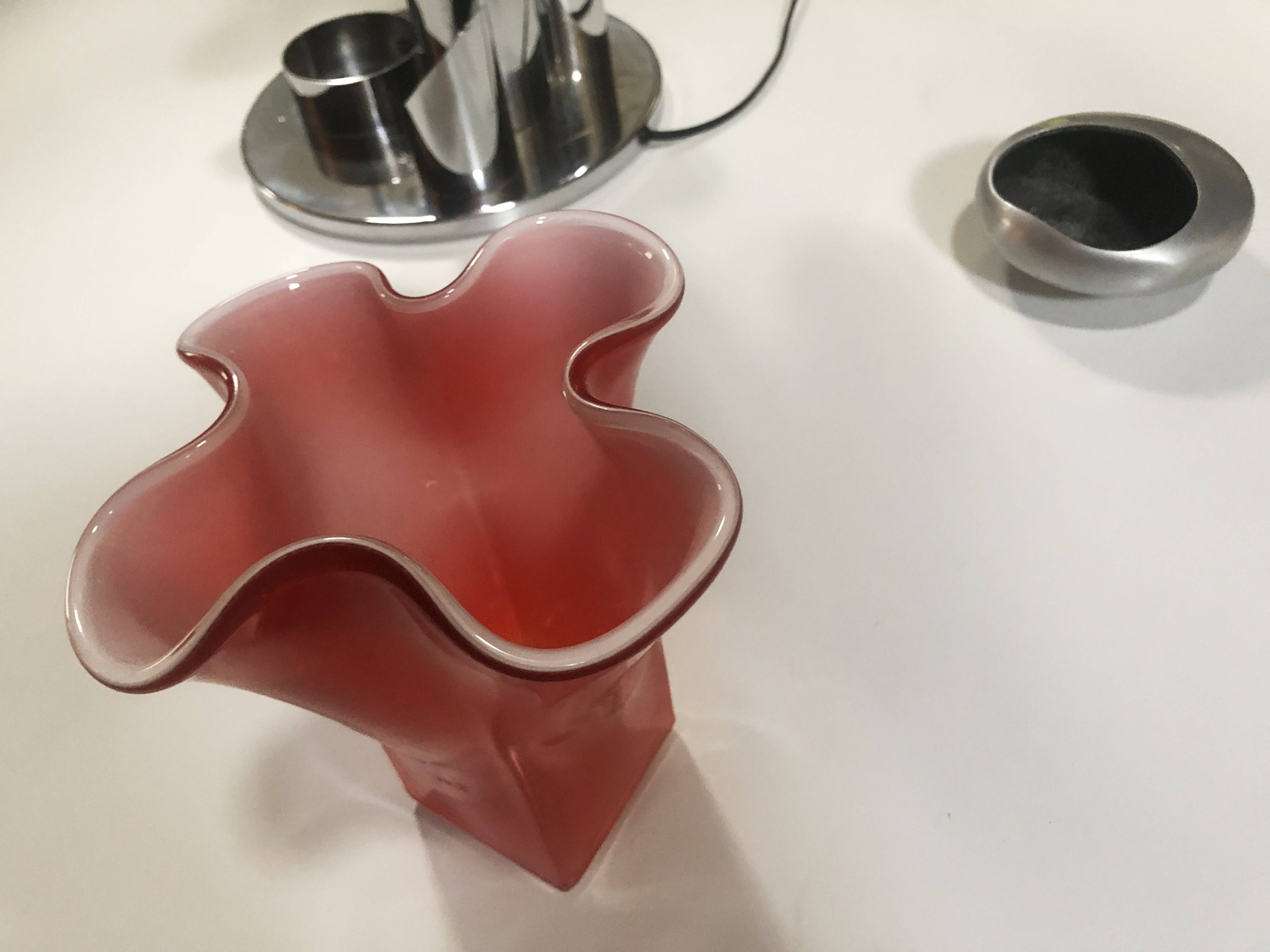 Vintage Handkerchief Vase • Incamiciato • Murano Glass • 1960