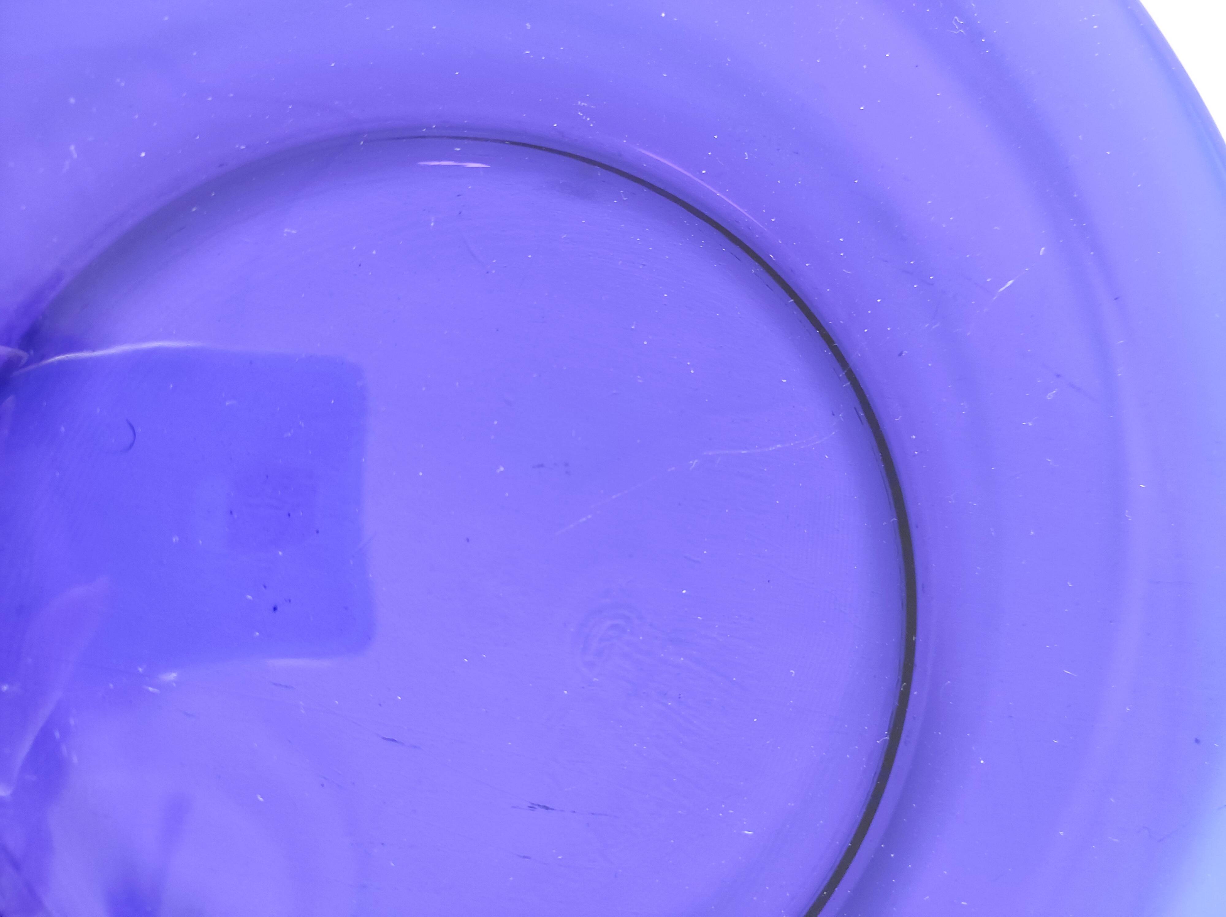 6 blue glass dishes