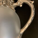 Decanting carafe or frosted glass water broc with silver metal ram head 1970