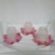 Set of three frosted blown glass tulip lampshades, Art Nouveau