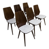 Suite de 6 chaises Baumann modèle 840 G2S finition acajou verni, 1963