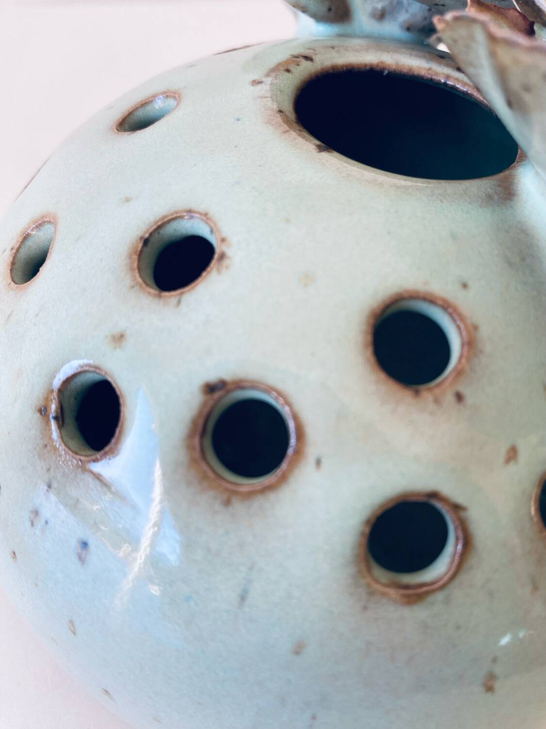 Signed stoneware flower vase