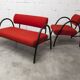 Sofa set with 2 designer armchairs 2001 red