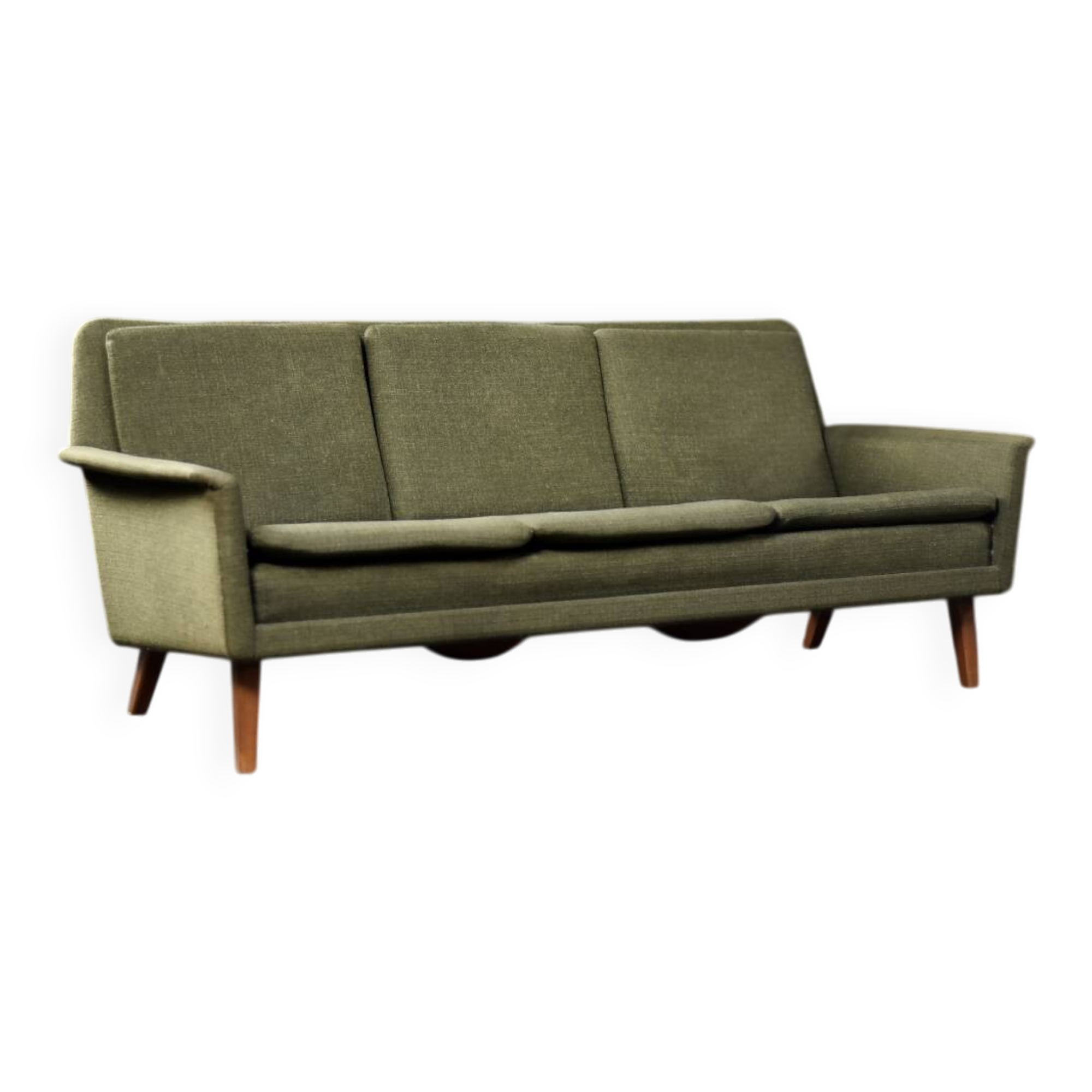 Vintage Danish Mid-Century Modern Green 3-Seater Sofa by Folke Ohlsson