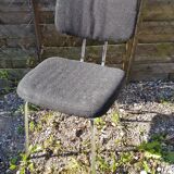 Pair Old Metal Chair Chromé - Vintage 70s Black Fabric