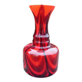 Red/black blown opaline glass vase Empoli 1970 Pop'art style