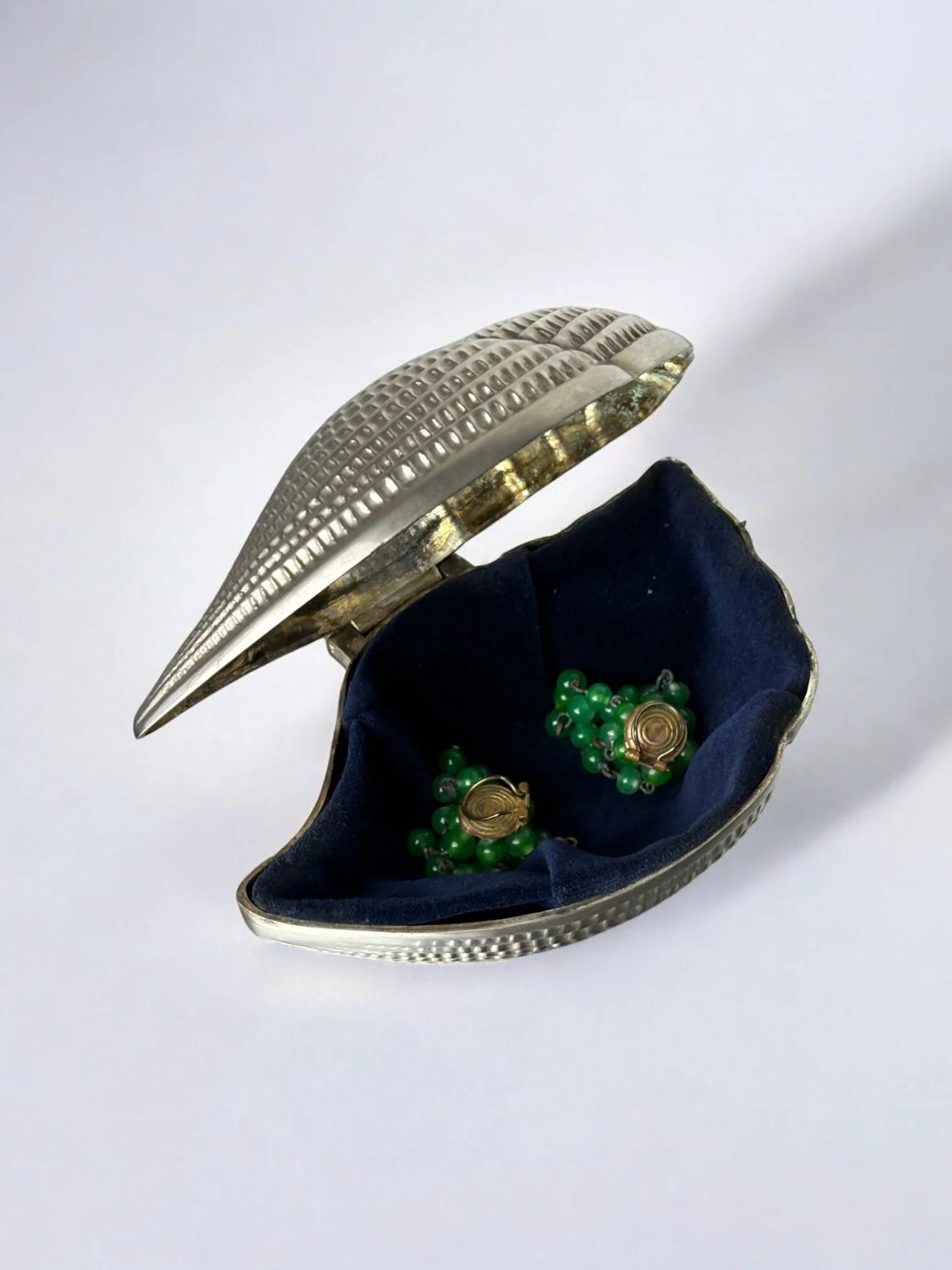 Shell jewellery box, silver plated, Italy, circa 1970s