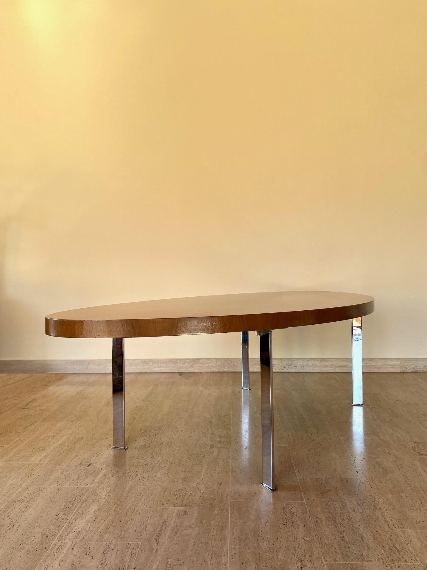 Oval wooden coffee table, 1960