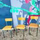 Lot de 3 chaises d'école vintage