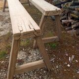 Pair of oak farmhouse benches 228 cm