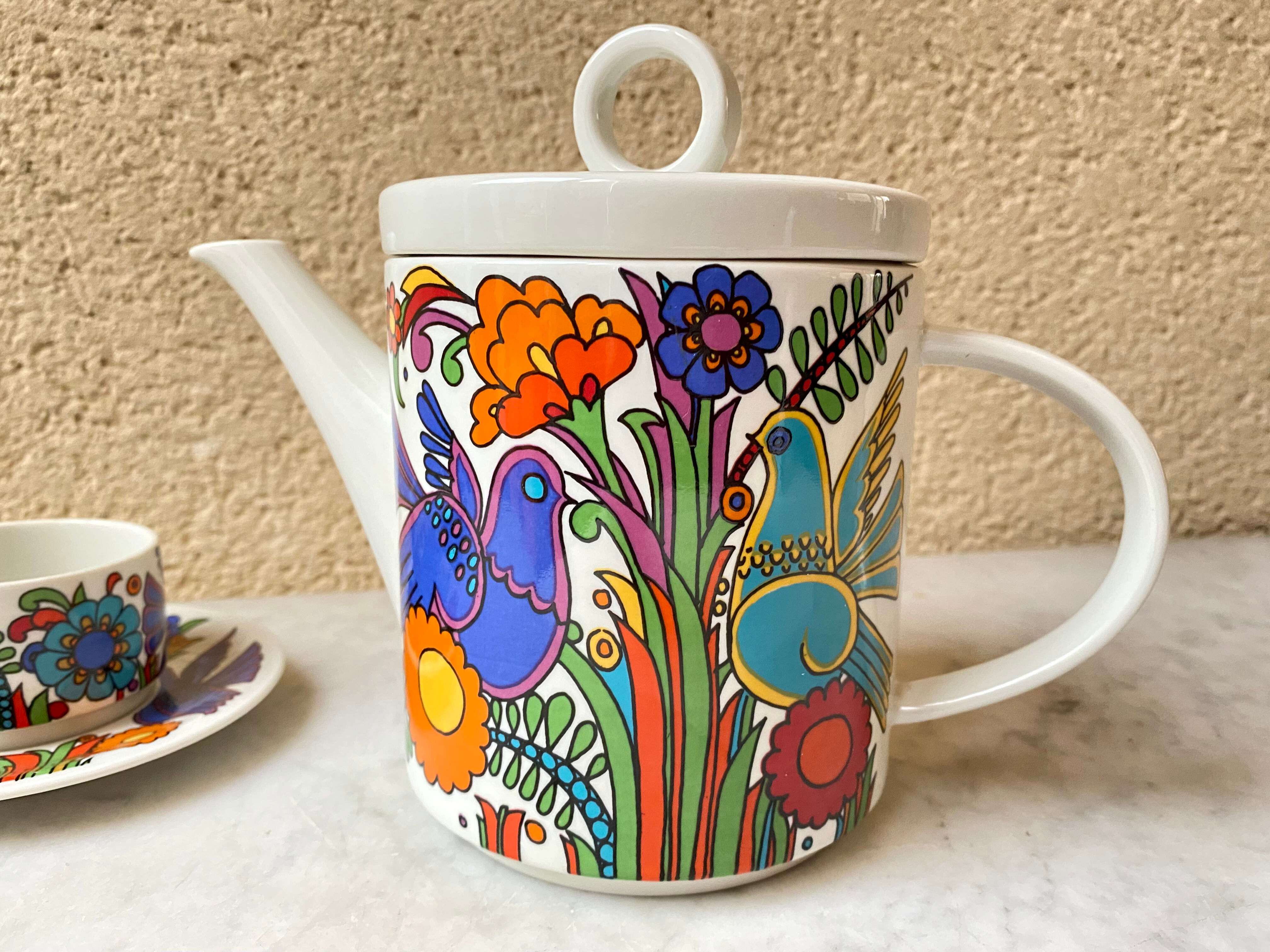 Coffee maker and ceramic coffee cup Villeroy and Boch Acapulco vintage 70s