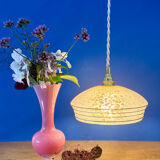 Vintage pink and gold clichy glass lampshade pendant light