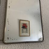 Vintage 1960s triptych barber hairdresser pumpkin mirror - 27 x 68 cm